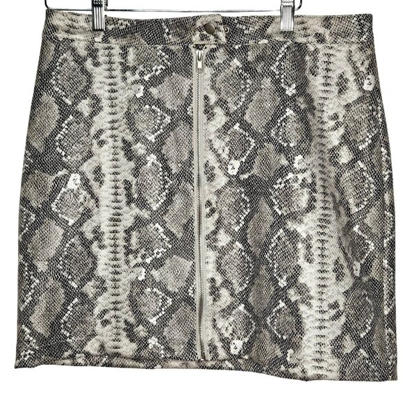 Womans Thread Supply boho-chic edgy snakeskin A-Line zip front button skirt - Picture 1 of 10